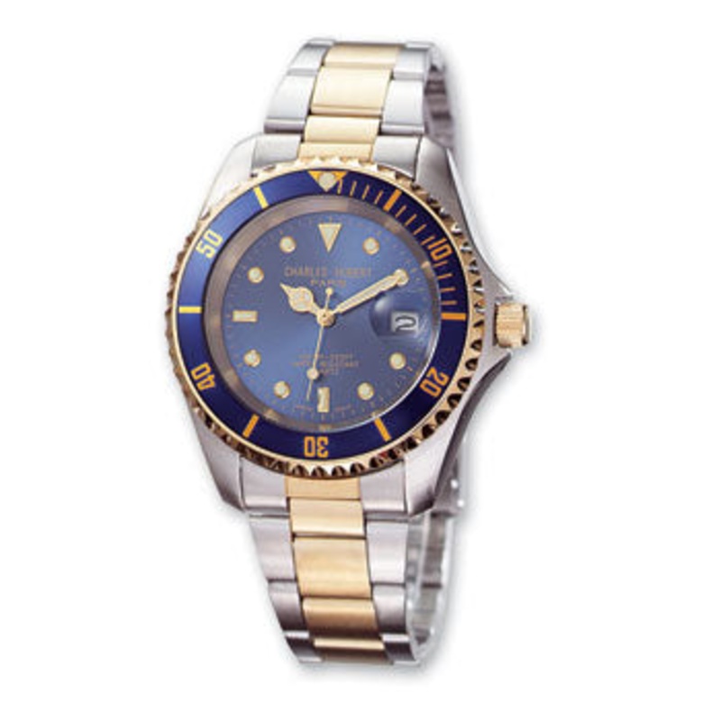 Mens Charles Hubert Two-tone Stainless Steel Blue Dial Watch