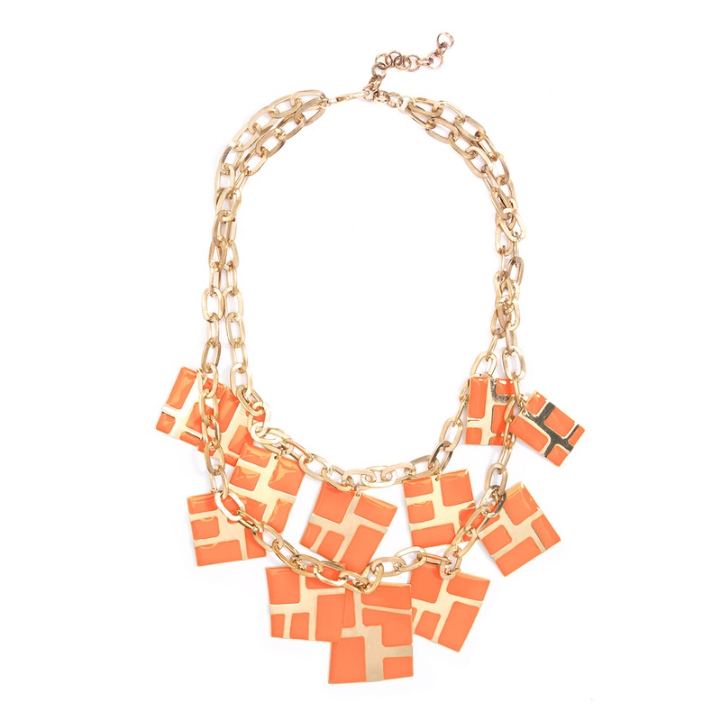 Orange Cascading Cube Necklace
