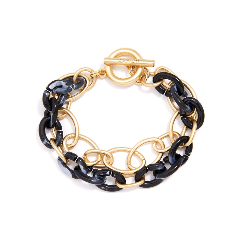Oval Links & Marbled Resin Bracelet Jewelry