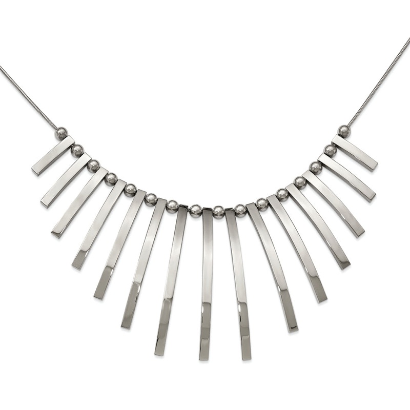 Stainless Steel Bars And Beads Necklace