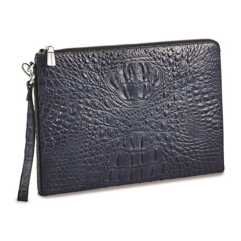 Top Grain Leather Croc Texture Navy Portfolio