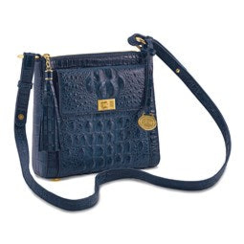 Top Grain Leather Navy Organizer Crossbody Bag