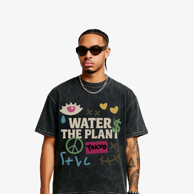 PEACE BLOOM Tee | Washed Black
