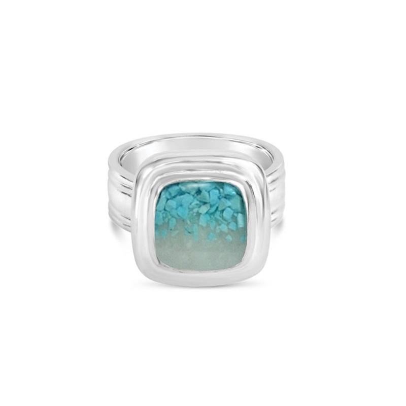 Cushion Cut Nautical Ring – Turquoise Gradient