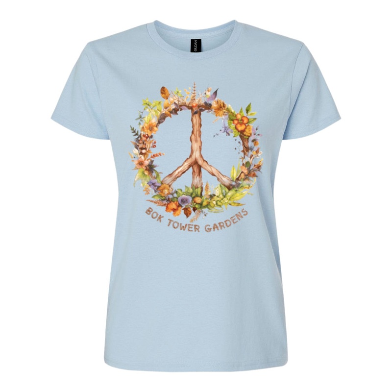 Ladies Bok Peace Flowers Tee Shirt