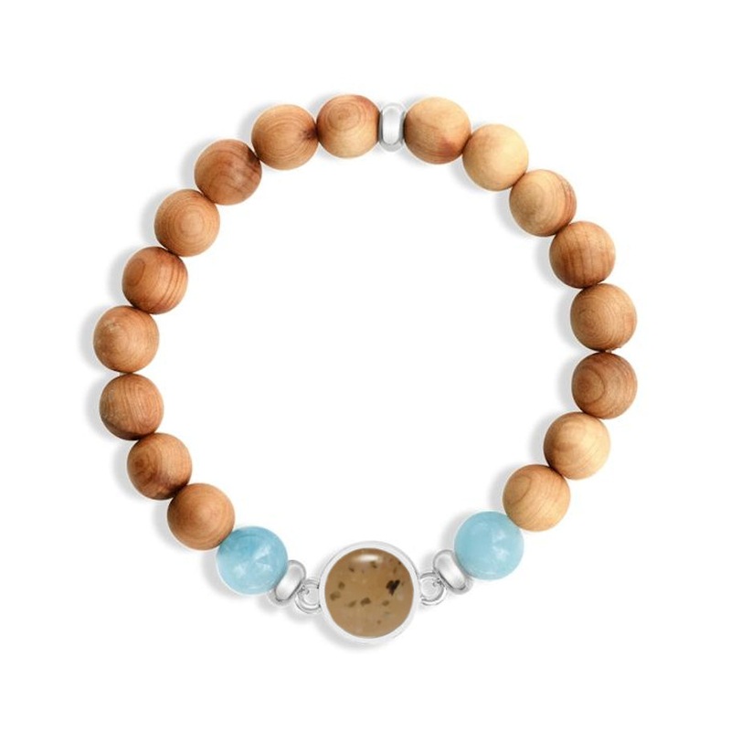 Round Beaded Bracelet – Cypress & Aquamarine
