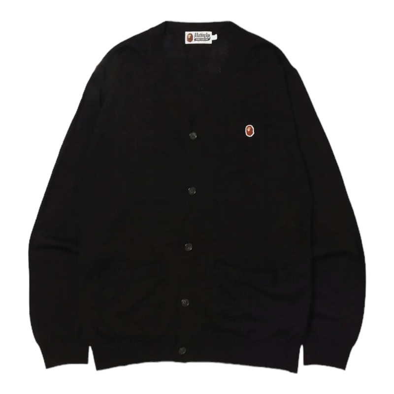 Bape Ape Head One Point Knit Cardigan Black