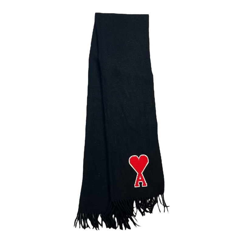 AMI Wool Logo Scarf Black|O/S