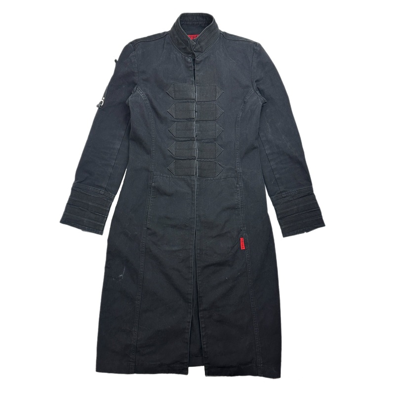 Vintage Womens Tripp NYC Bondage Corset Trench Jacket Black