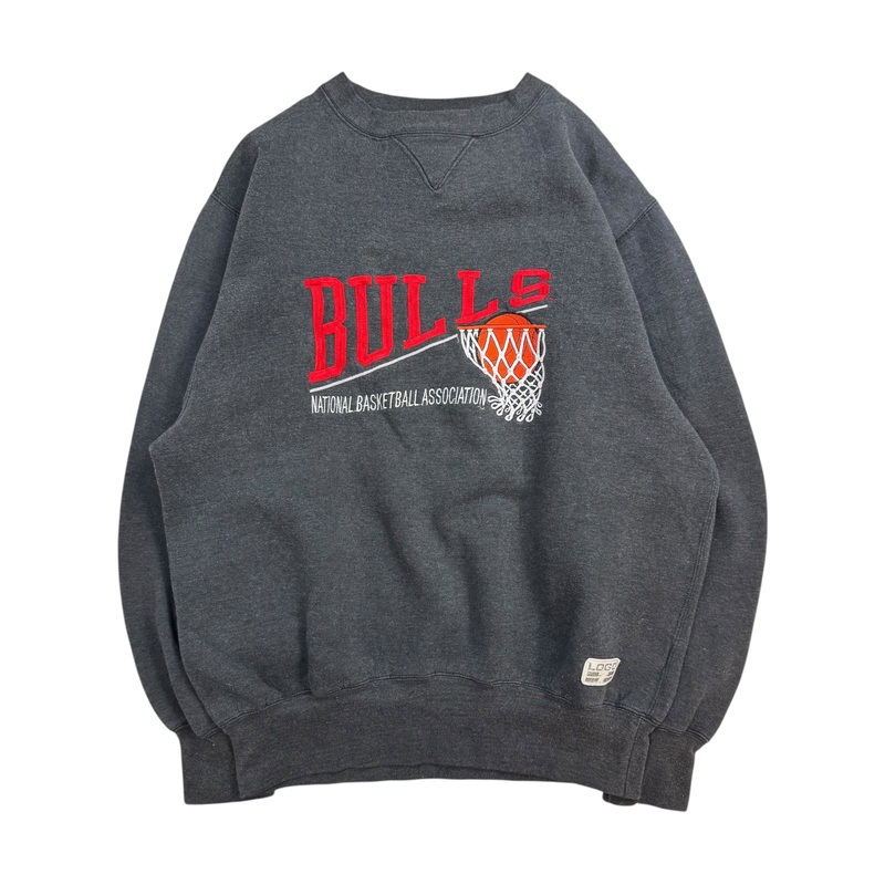 Vintage Logo 7 Chicago Bulls Crewneck Faded Grey