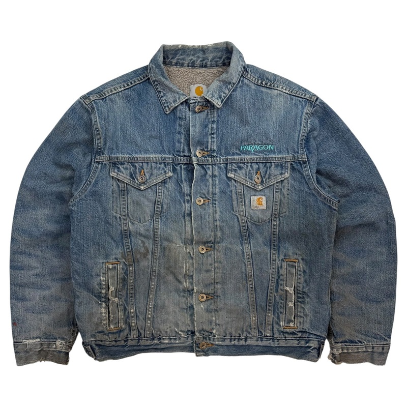 Vintage Carhartt Sherpa Lined Denim Jacket Blue