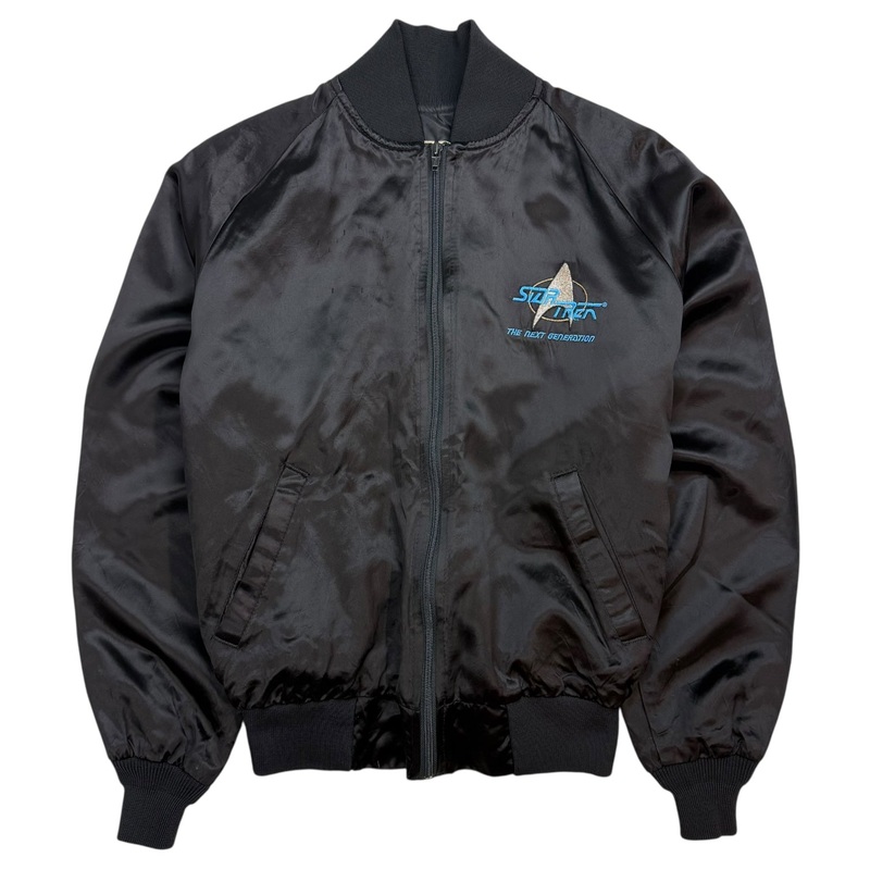 Vintage Star Trek The Next Generation Satin Bomber Jacket Black