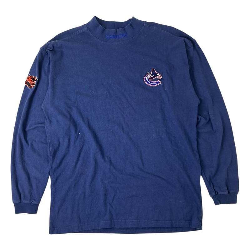 Vintage Vancouver Canucks Starter Mockneck Long Sleeve Navy Blue