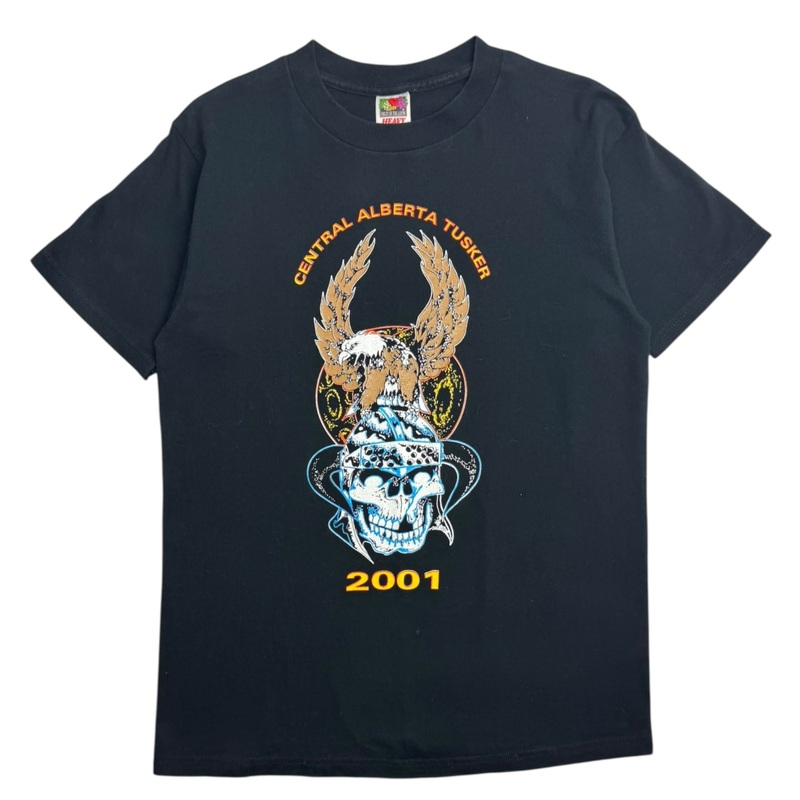 2001 Tusker Alberta Eagle & Skull Biker T-Shirt