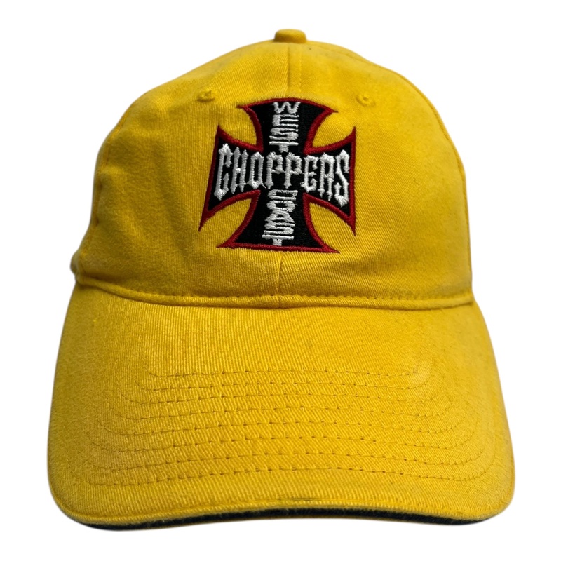 Vintage West Coast Chopper Iron Cross Hat Yellow