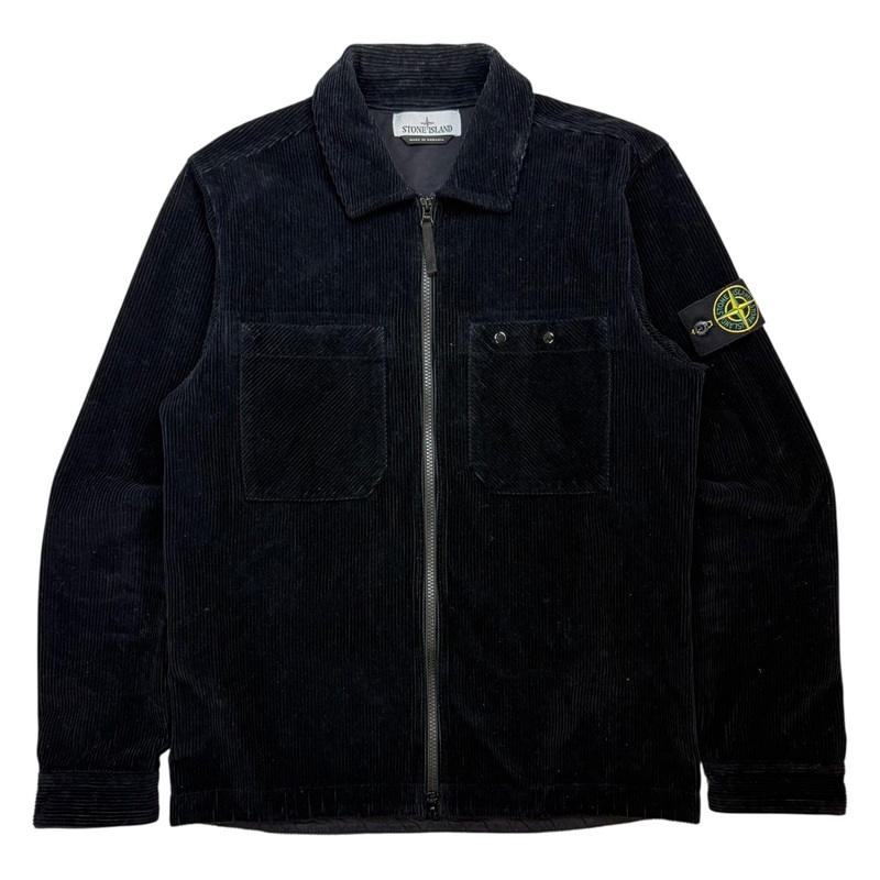 Stone Island Corduroy Zip Up Jacket Black