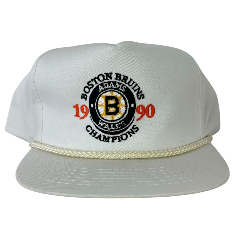 Vintage 1990 Boston Bruins Champions SnapBack Hat White