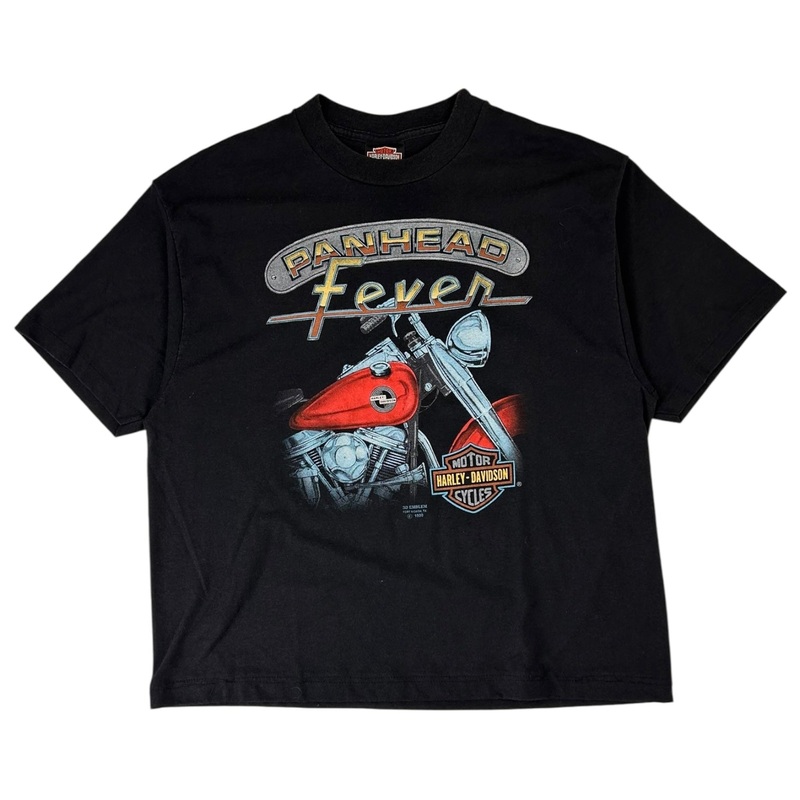 Vintage 1990 Harley Davidson Panhead Fever 3D Emblem T-Shirt Black