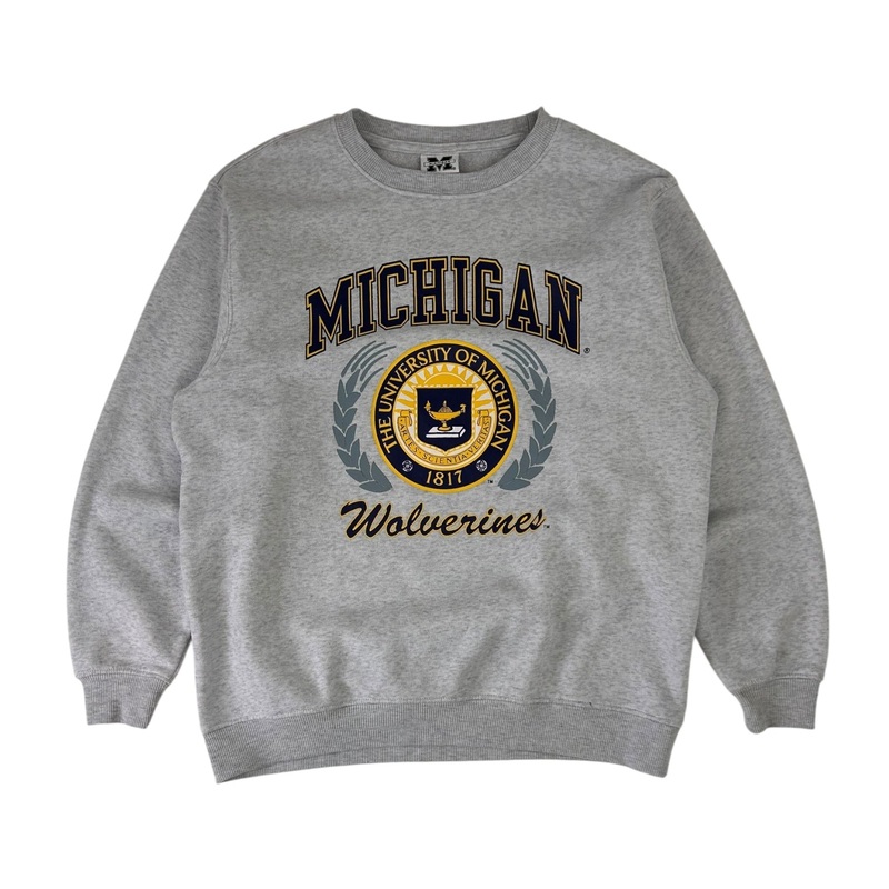 Vintage University of Michigan Crewneck Sweater Navy Grey