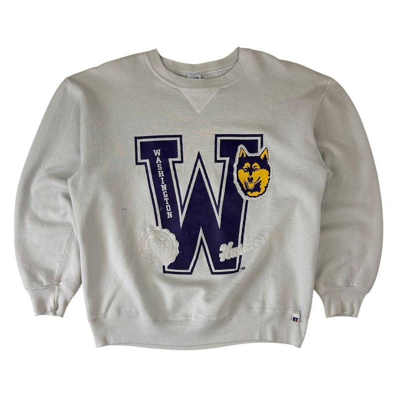 Vintage Washington Huskies Crewneck Sweatshirt White