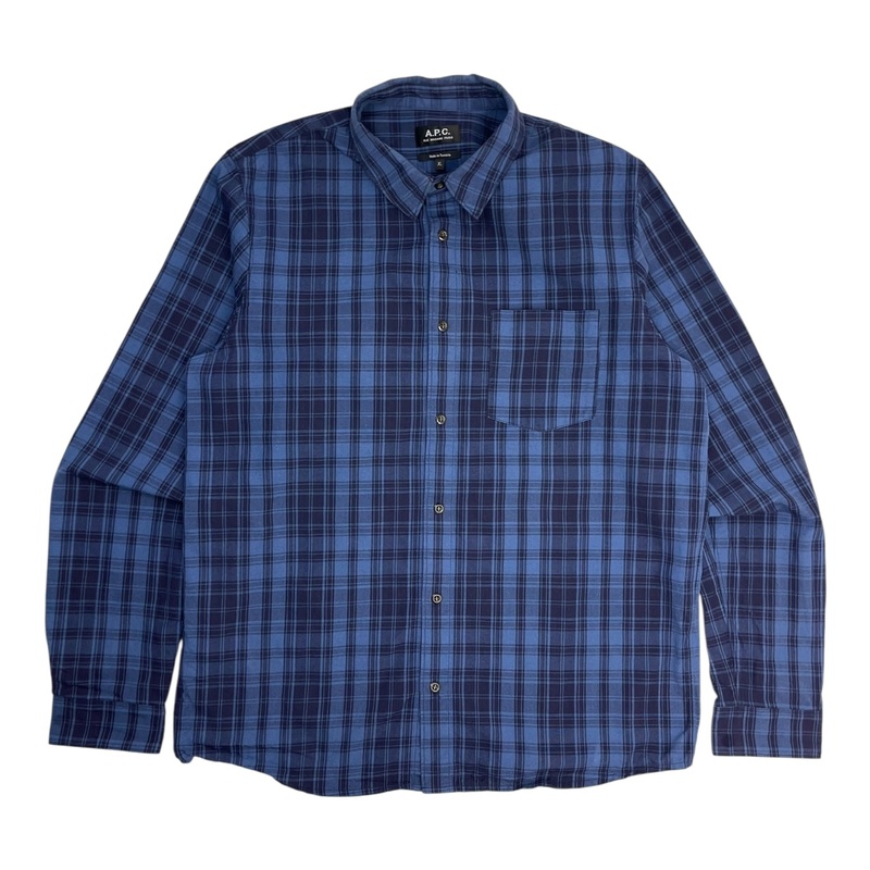 A.P.C Blue Plaid Button Up Shirt