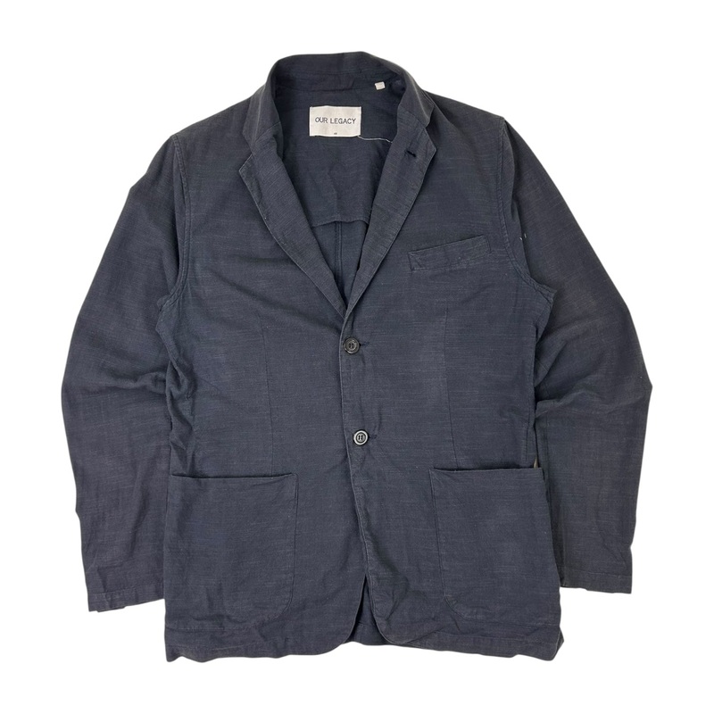 Our Legacy Midnight Flame Linen Blend Blazer Dark Grey