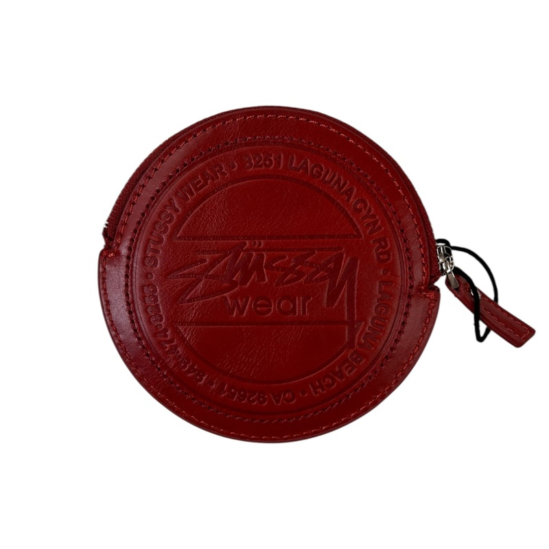 Stssy Surf Dot Leather Pouch Red