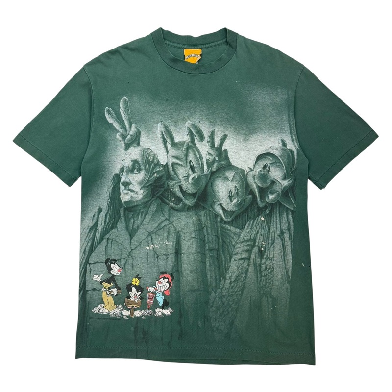 Vintage Animaniacs Mount Rushmore Tee Green