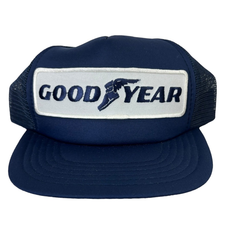 Vintage Goodyear Tires Trucker SnapBack Hat Navy