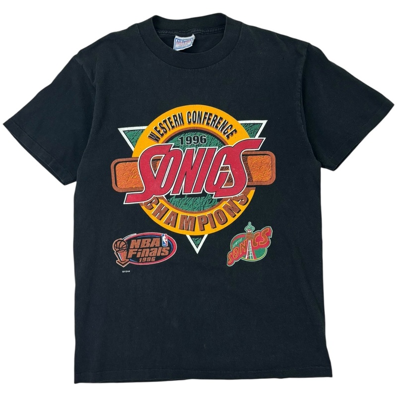 Vintage 1996 Seattle Sonics Western Conference NBA Finals T-Shirt Black