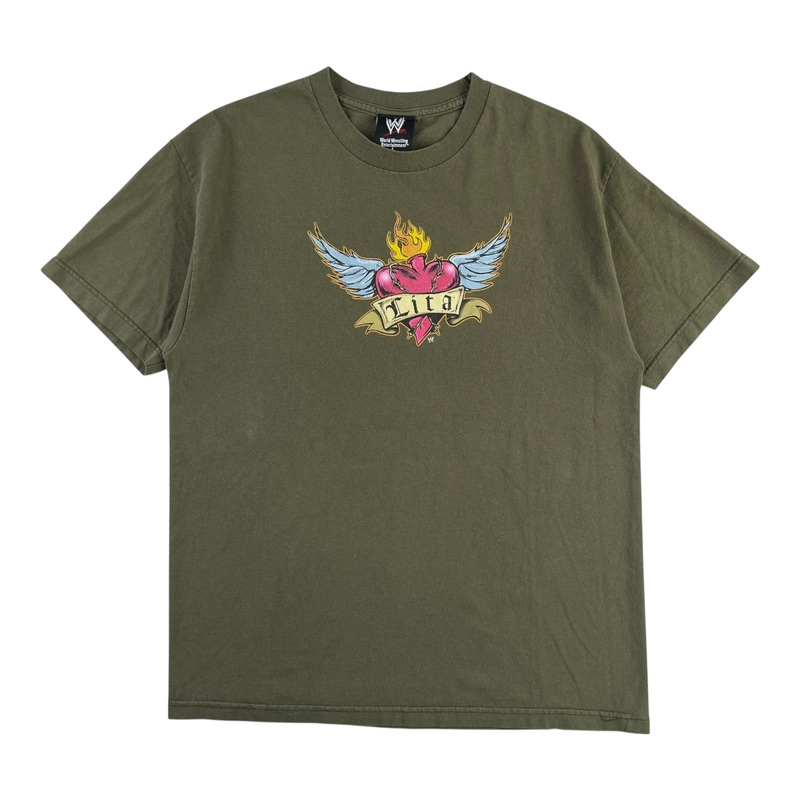 Vintage WWE Lita This Time It Counts T-Shirt Olive