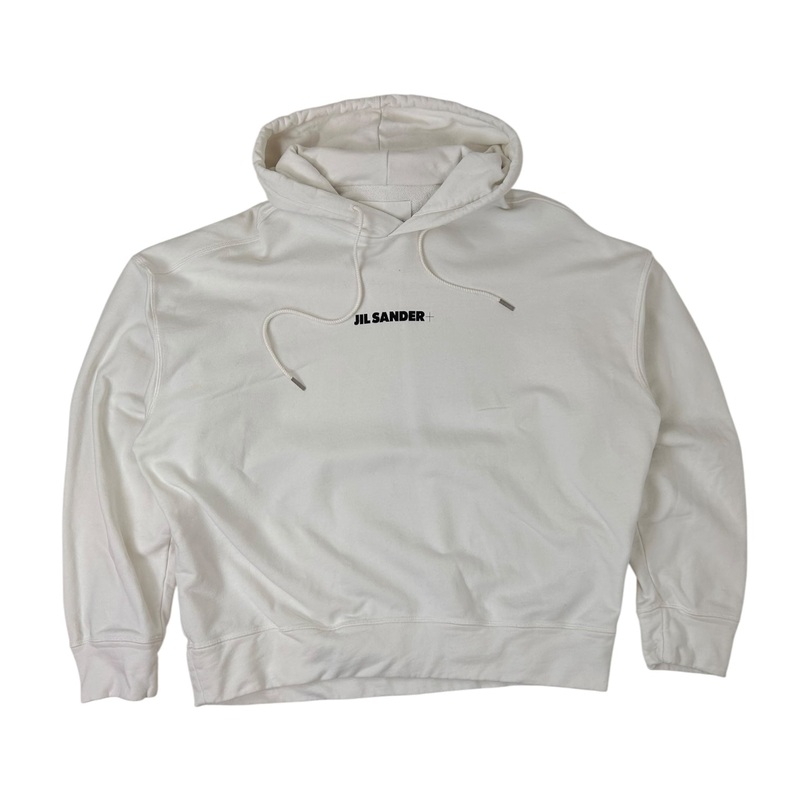 Jil Sander Frontal Logo Hoodie White