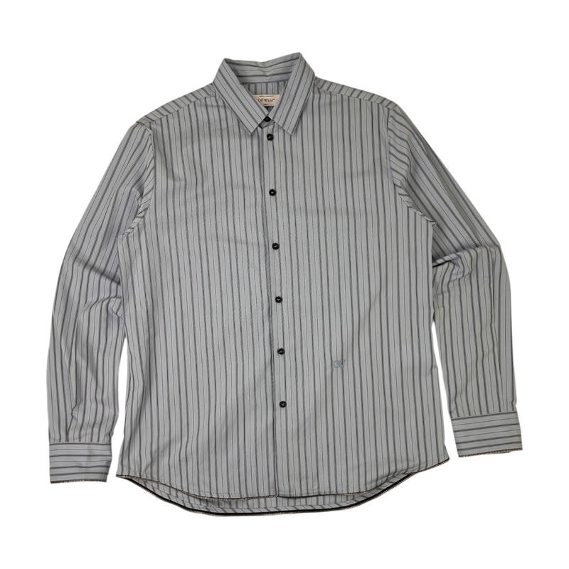 Off-White Pinstripe Button Up Shirt Light Blue