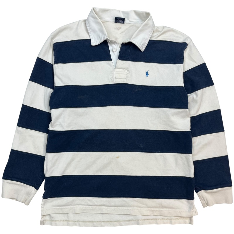 Vintage Polo Ralph Lauren Rugby Shirt White/Navy Blue