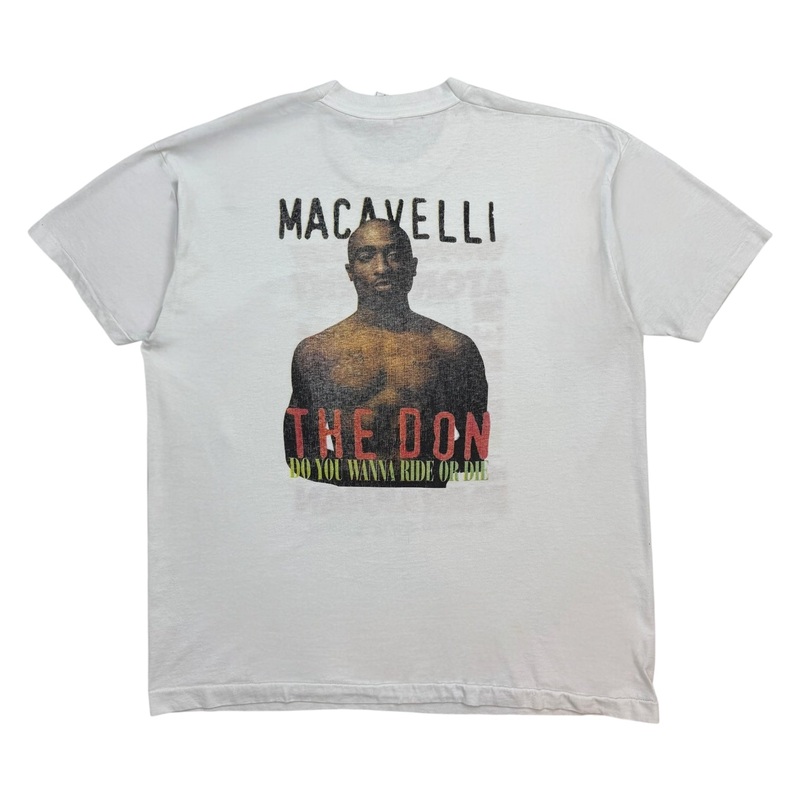 Vintage Test Print Minister Farrakhan/ Tupac Macavelli Tee White