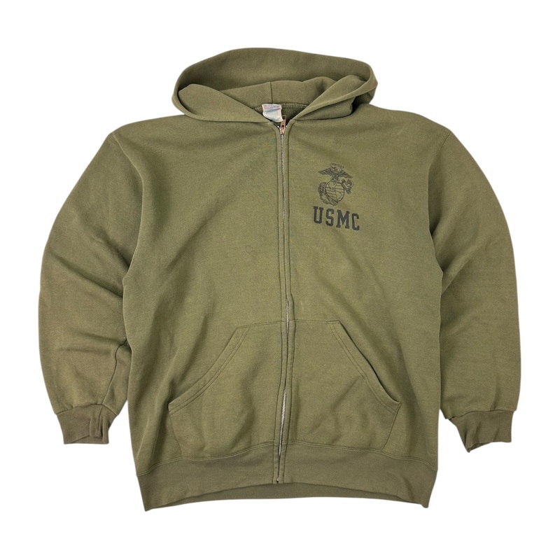 Vintage USMC Zip Up Hoodie Olive