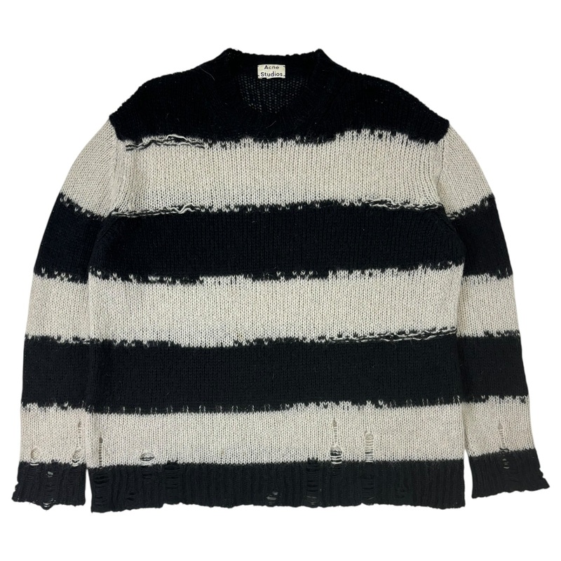 Acne Studios Distressed Mohair Knit Sweater Black/White