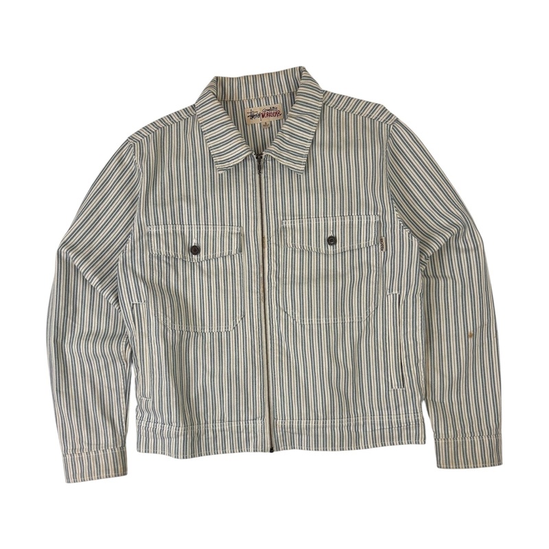 Stussy Striped Garage Jacket White