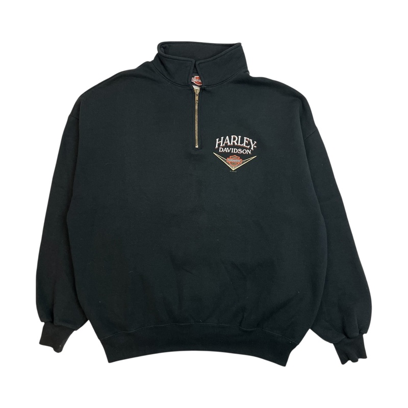 Vintage Harley Davidson Quarter Zip Sweater Black