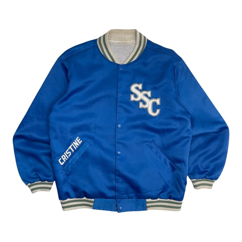 Vintage SSC Swimming Satin Varsity Jacket Blue