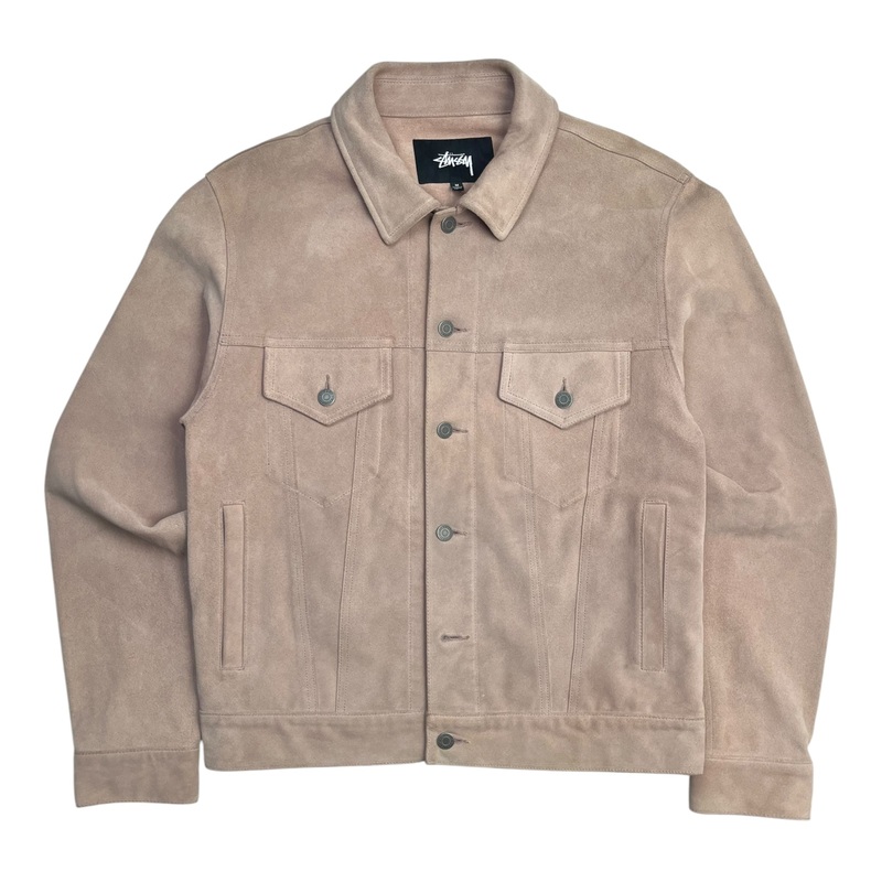 Stssy Suede Trucker Jacket Soft Salmon