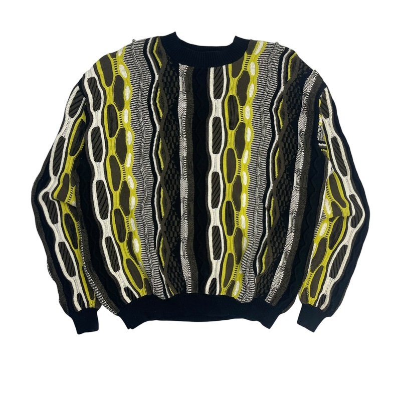 Vintage 3D Knit Sweater Black/Green