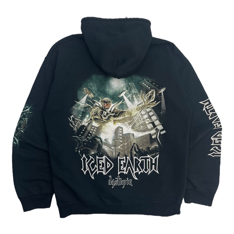 Y2K Iced Earth Dystopia Metal Band Zip Hoodie