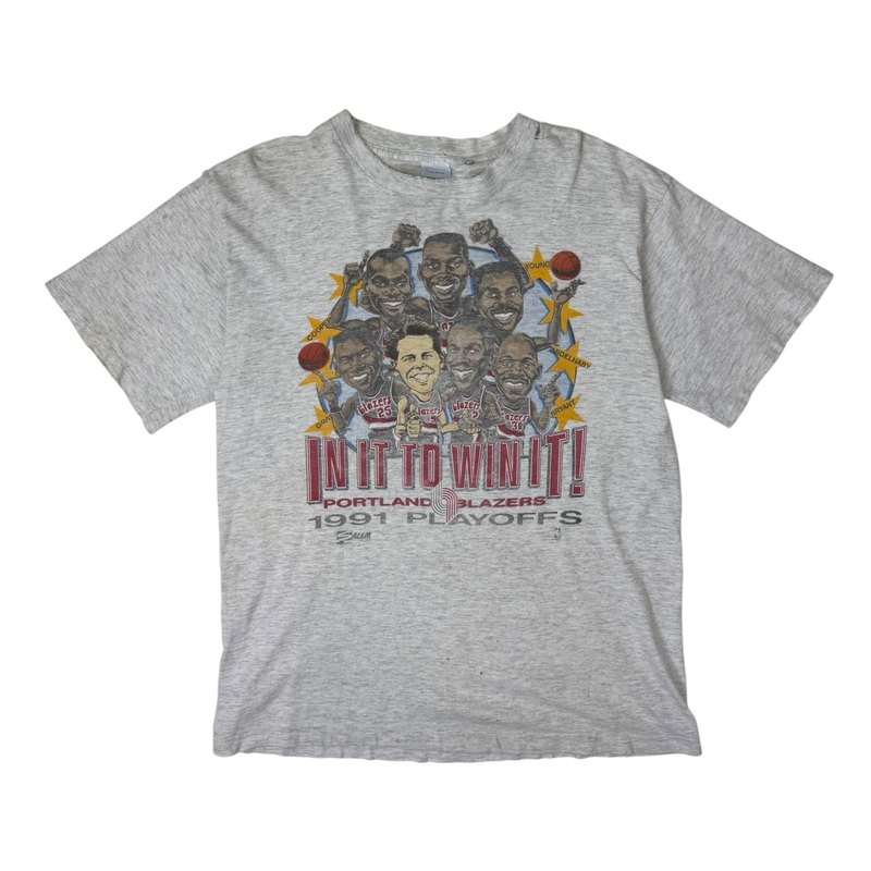 Vintage 1991 Portland Trail Blazers Play Off Tee Salem Light Grey