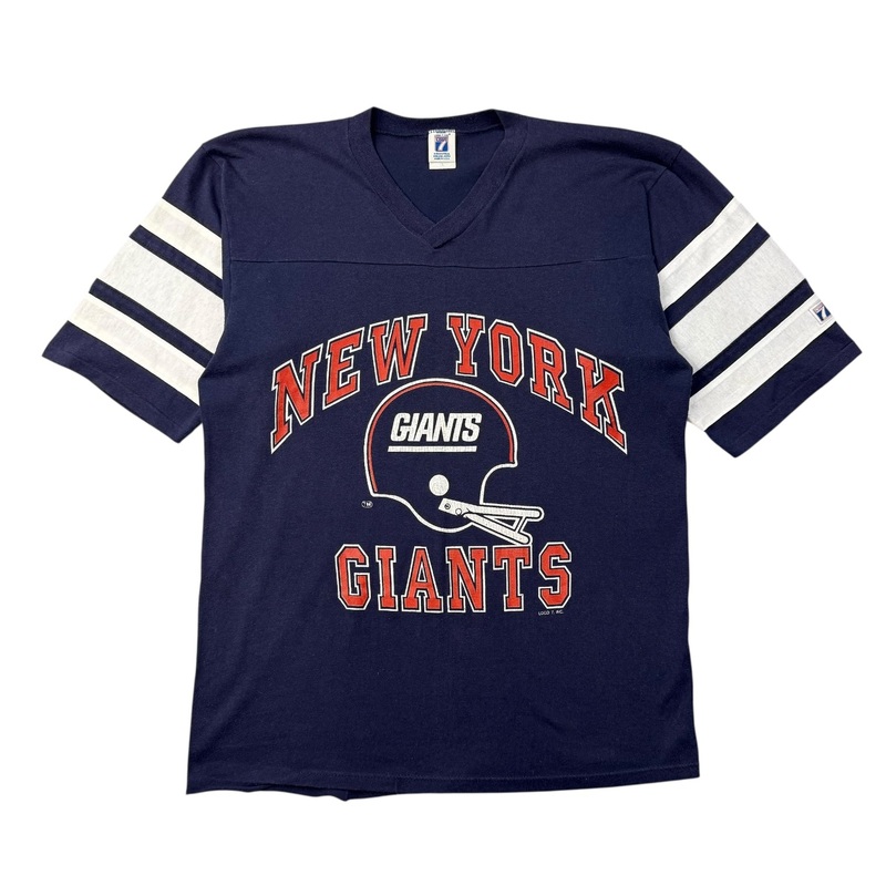 Vintage Logo 7 New York Giants Jersey Tee Dark Blue