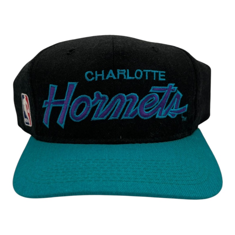 Vintage Sports Specialties Charlotte Hornets Double Line Script Hat Black
