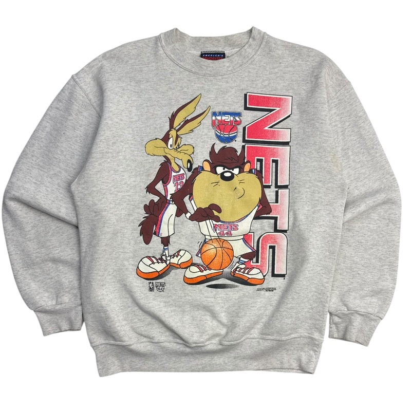 1993 Looney Tunes Taz & Wiley Nets NBA Crewneck