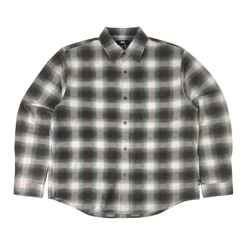 Stussy June Plaid Long Sleeve Button Up Shirt Bone