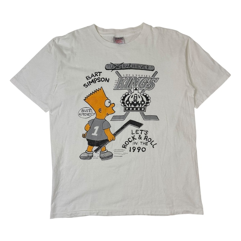 Vintage 1990 Bart Simpson X LA Kings T-Shirt White
