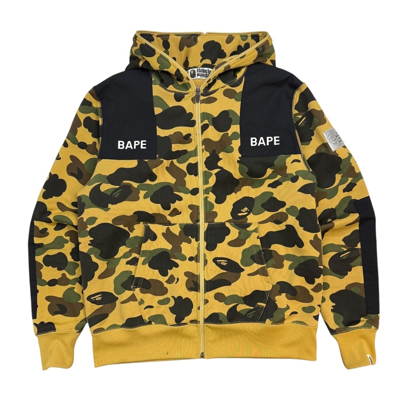 Bape 1st Camo Patched Wide Full Zip Hoodie Yellow/Camo